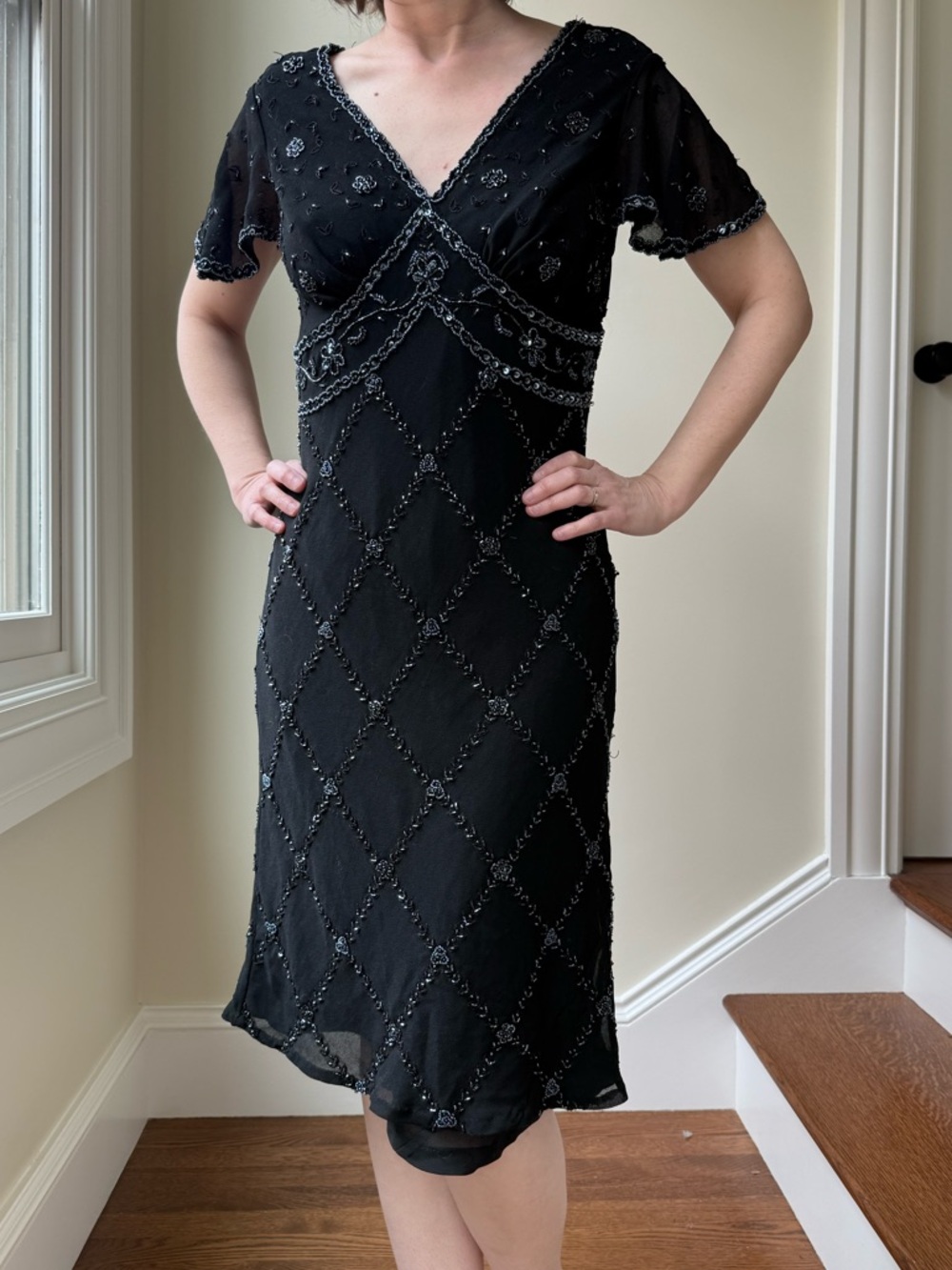 J KARA Beaded Midi Dress Whimsigoth Fairy Grungeโ Dainty Floral Dark Romantic 12